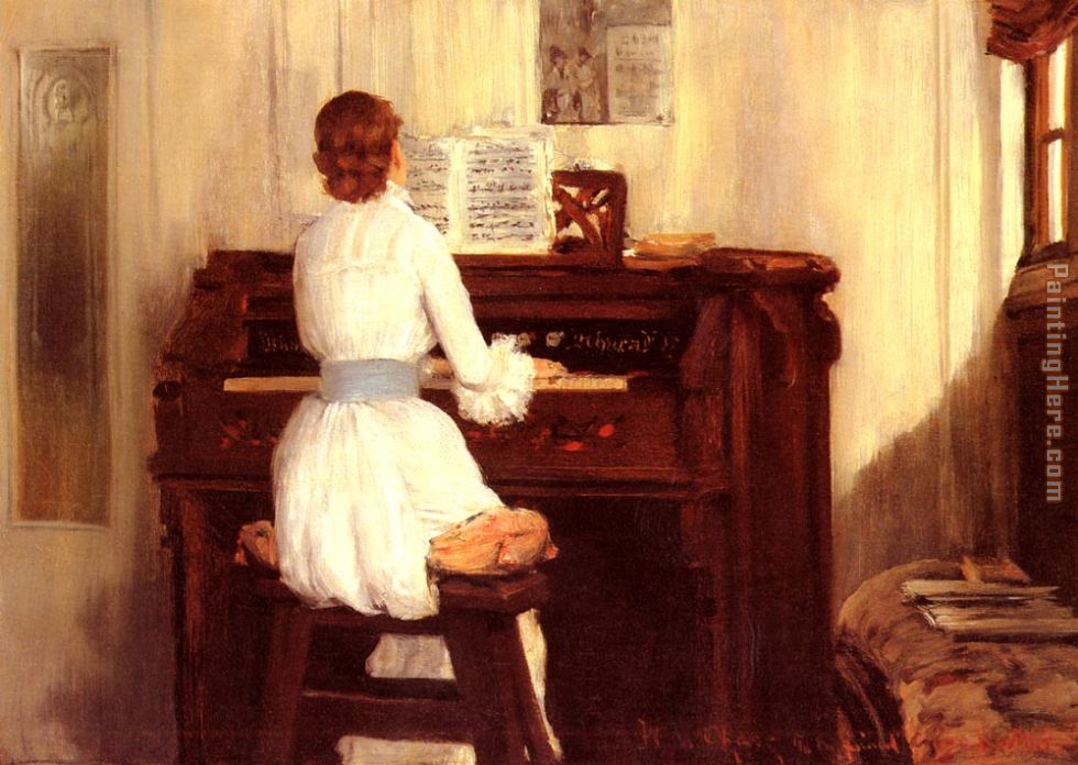 Mrs. Meigs at the Piano Organ painting - William Merritt Chase Mrs. Meigs at the Piano Organ art painting